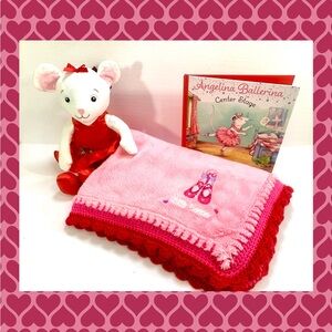 Ballerina Crochet Baby Blanket with Angelina Ballerina Plush & Book Gift Set